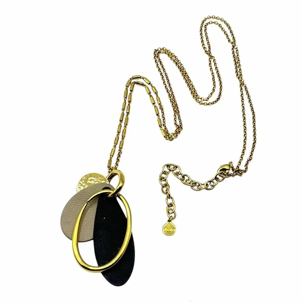 Stella Dot Pendant Necklace Gold Tone Color Pop Versatile Long Chain Reversible